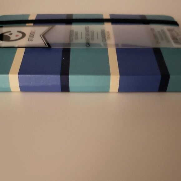 Studio C Mini Notebook Notepad Teal Blue Striped Elastic Lined Journal 100 Sheet - Picture 5 of 8